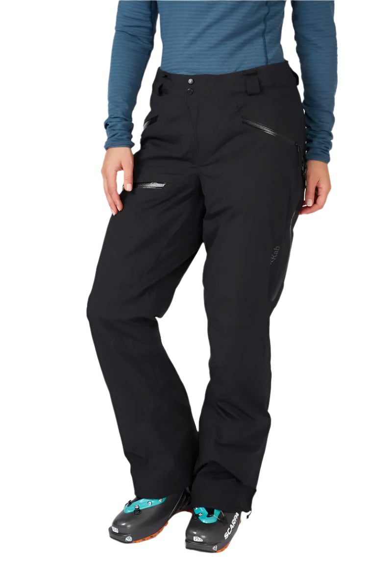 Rab Women's Khroma Diffract Insulated Ski Pants in Black - waistband adjuster detail