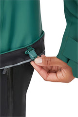 Rab Women's Latok Mountain GORE-TEX Pro Jacket in Greenslate/Eucalyptus - hem adjustment detail
