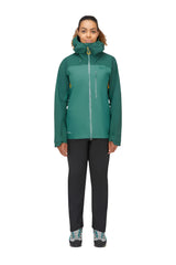 Rab Women's Latok Mountain GORE-TEX Pro Jacket in Greenslate/Eucalyptus - worn, front