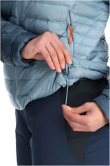 Rab Women's Microlight Alpine Down Jacket in Orion Blue (Reference) - Zip Pull Detail, Worn