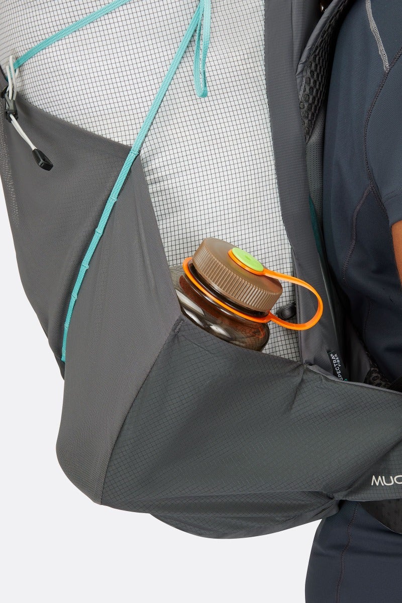 Rab Women's Muon ND40L Hiking Pack in Pewter/Graphene - Side Stash Pocket