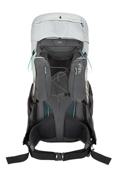 Rab Women's Muon ND50L Hiking Pack in Pewter/Graphene - Back View