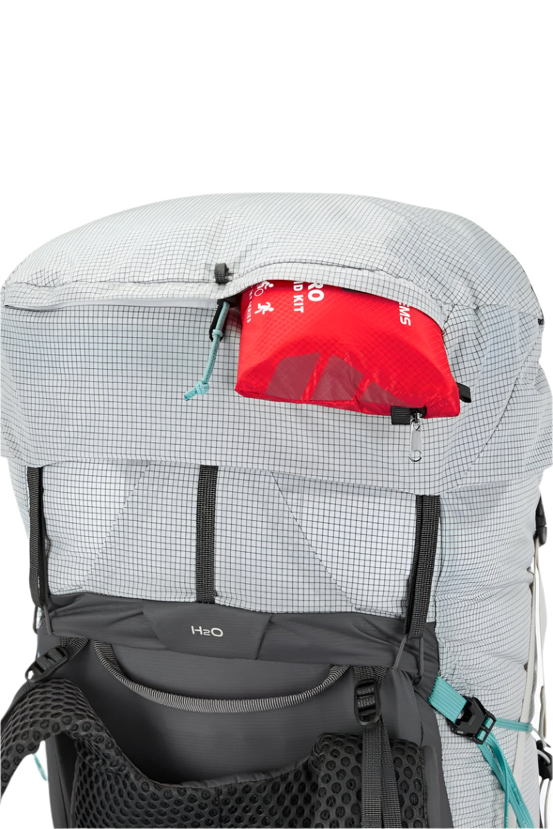 Rab Women's Muon ND50L Hiking Pack in Pewter/Graphene - Front Stash Pocket