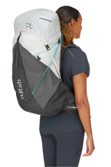 Rab Women's Muon ND50L Hiking Pack in Pewter/Graphene - On Model Front View