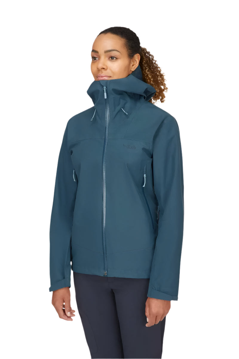 Rab Women's Namche GORE-TEX Jacket in Orion Blue - worn, three-quarter