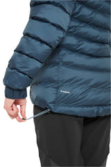 Rab Women's Nebitron Pro Insulated Jacket in Orion Blue - hem detail worn