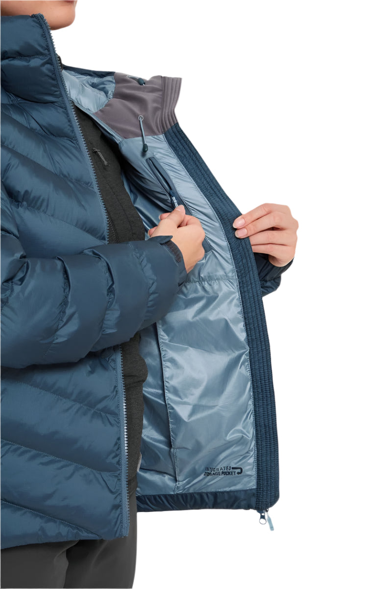 Rab Women's Nebitron Pro Insulated Jacket in Orion Blue - lining detail worn