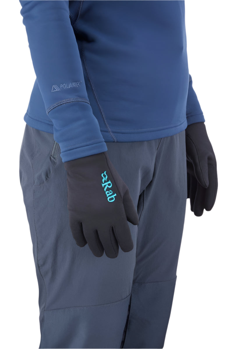 Rab Women's Power Stretch Pro Gloves in Black - worn