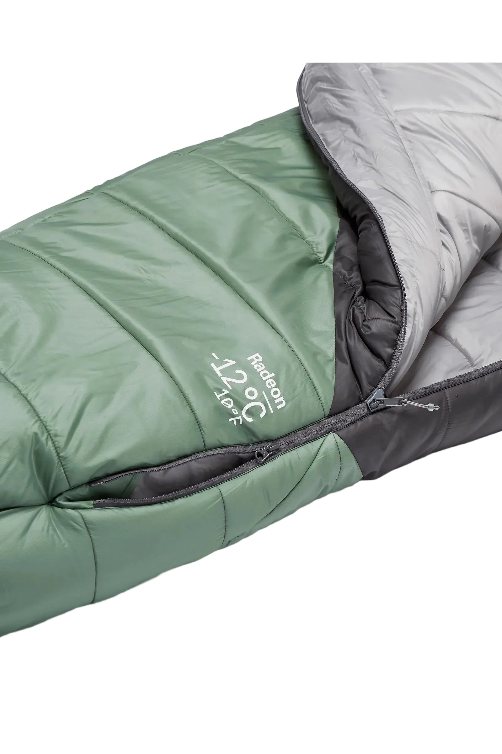 Rab Women's Radeon Synthetic Sleeping Bag (-12°C/10F) in Dark Fig Green/Graphene - hood detail