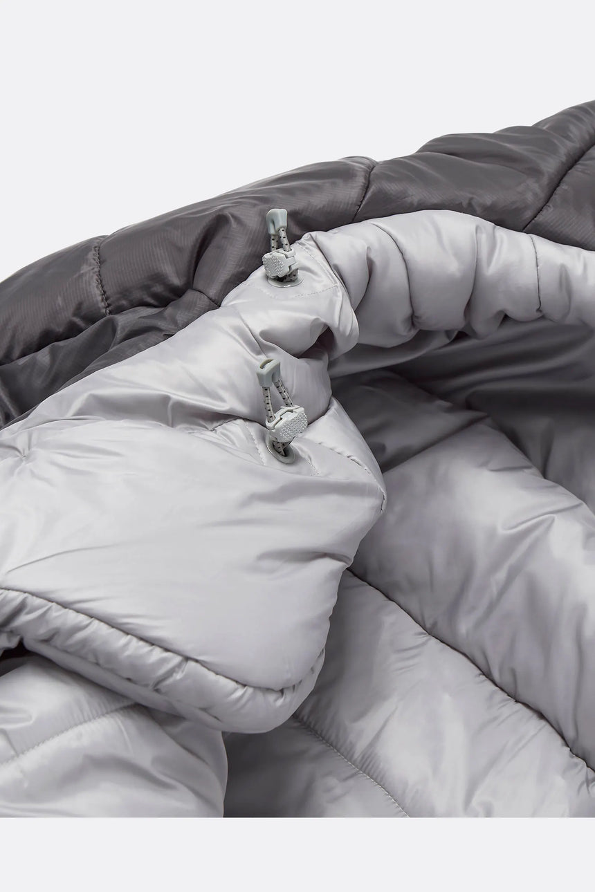 Rab Women's Radeon Synthetic Sleeping Bag (-12°C/10F) in Dark Fig Green/Graphene - packed size, side