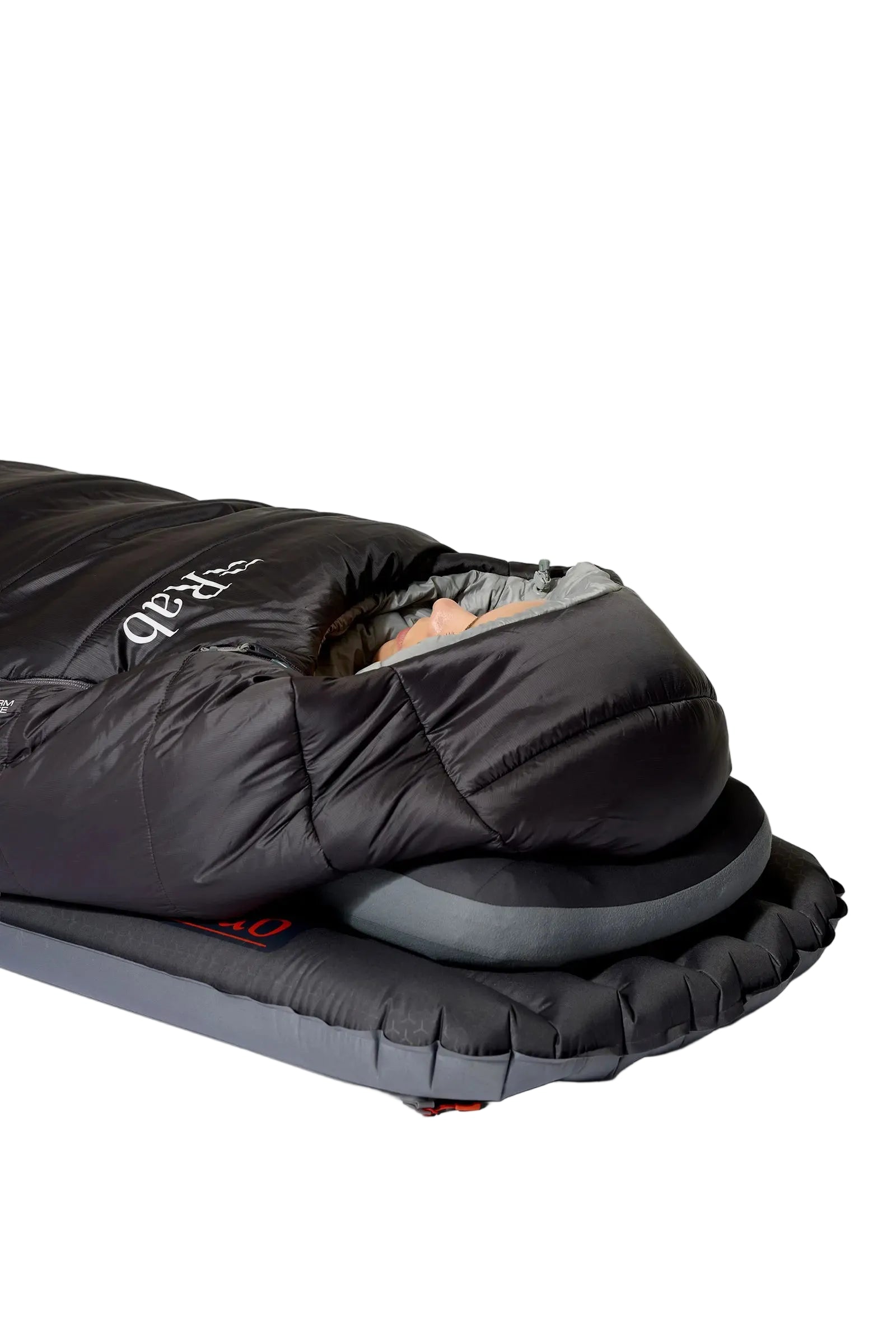 Rab Women's Radeon Synthetic Sleeping Bag (-12°C/10F) in Dark Fig Green/Graphene - worn