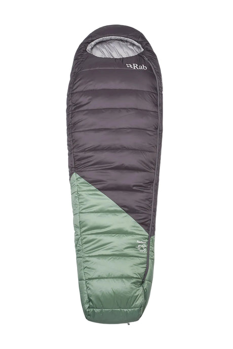 Rab Women's Radeon Synthetic Sleeping Bag (-6°C/20F) in Dark Fig Green/Graphene - front