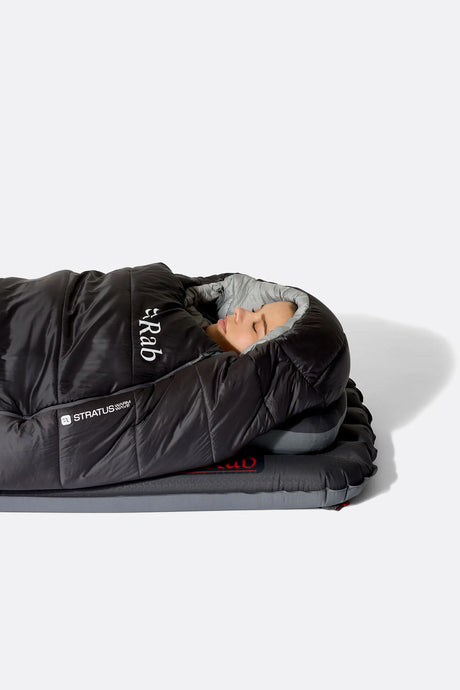 Rab Women's Radeon Synthetic Sleeping Bag (-6°C/20F) in Dark Fig Green/Graphene - worn, hood close-up