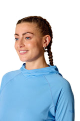 Rab Women's Sonic Hoody in Bluebird - hood detail