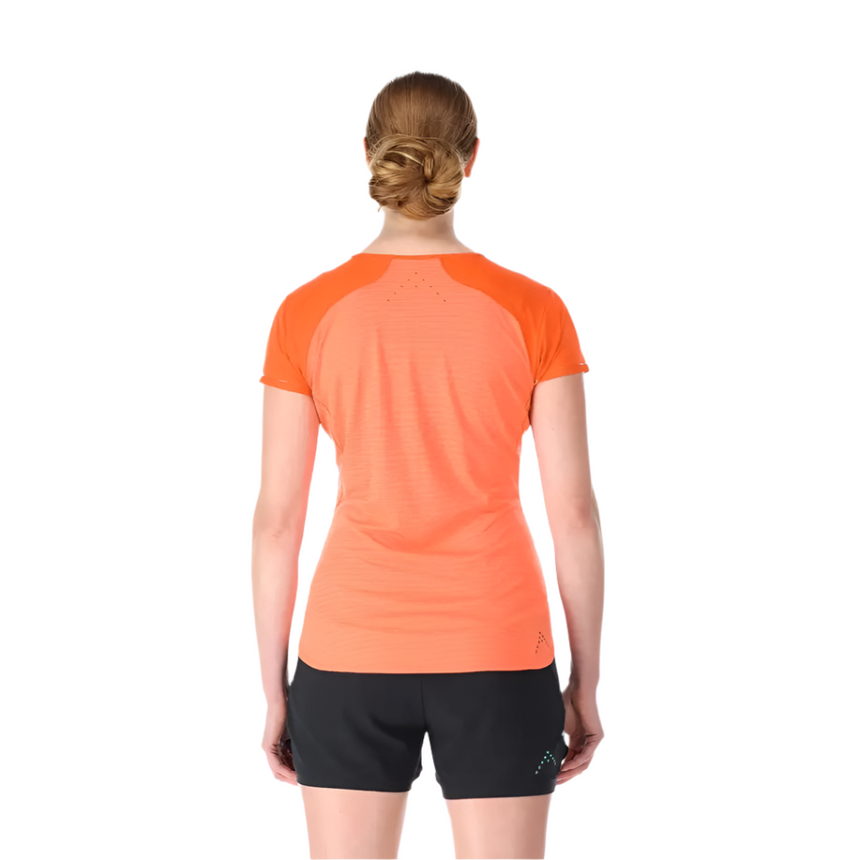 Rab Women's Sonic Ultra Tee in Red Grapefruit/Reef - Back Detail
