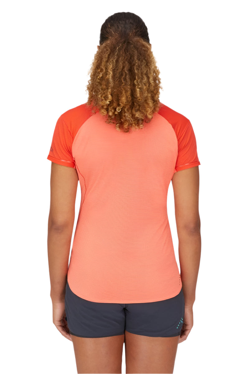 Rab Women's Sonic Ultra Tee in Red Grapefruit/Reef - Back