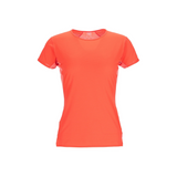 Rab Women's Sonic Ultra Tee in Red Grapefruit/Reef - Flat Lay
