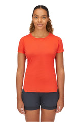 Rab Women's Sonic Ultra Tee in Red Grapefruit/Reef - Front Alt