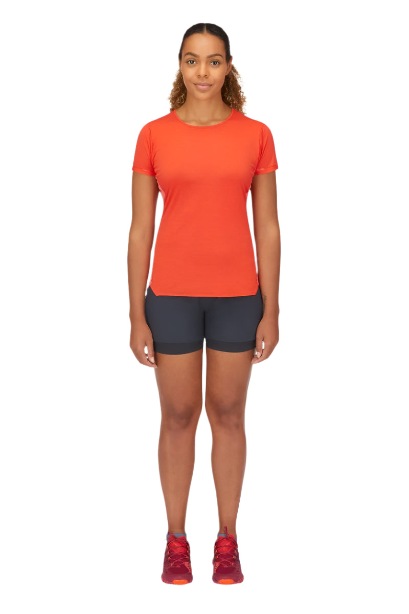 Rab Women's Sonic Ultra Tee in Red Grapefruit/Reef - Front Angle