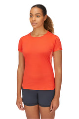 Rab Women's Sonic Ultra Tee in Red Grapefruit/Reef - Front Crop