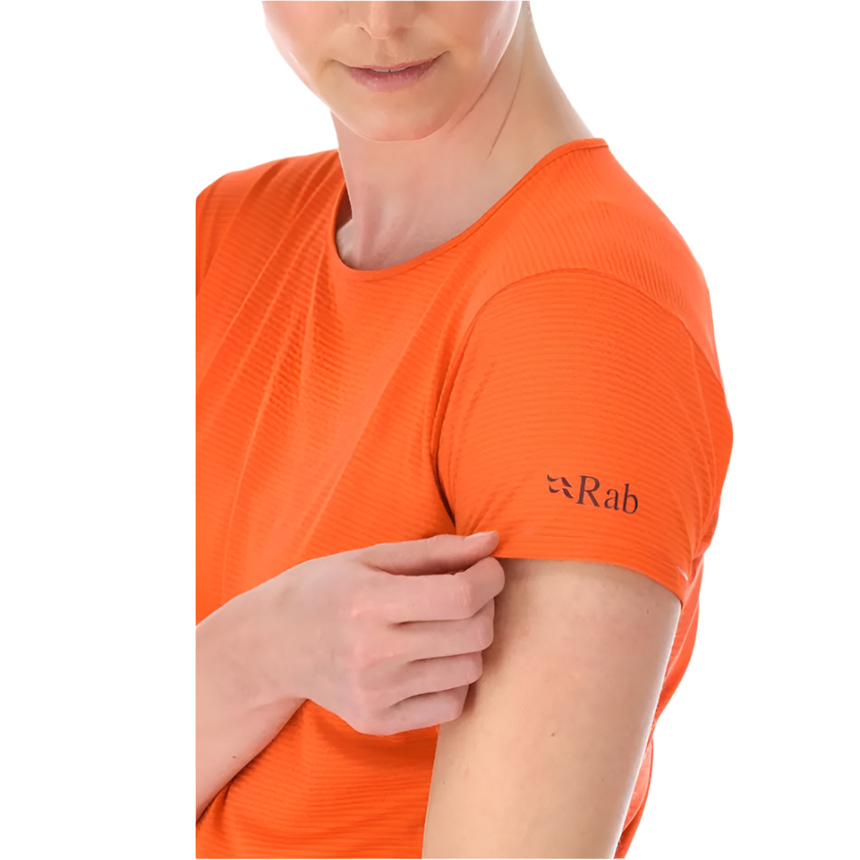 Rab Women's Sonic Ultra Tee in Red Grapefruit/Reef - Side Detail