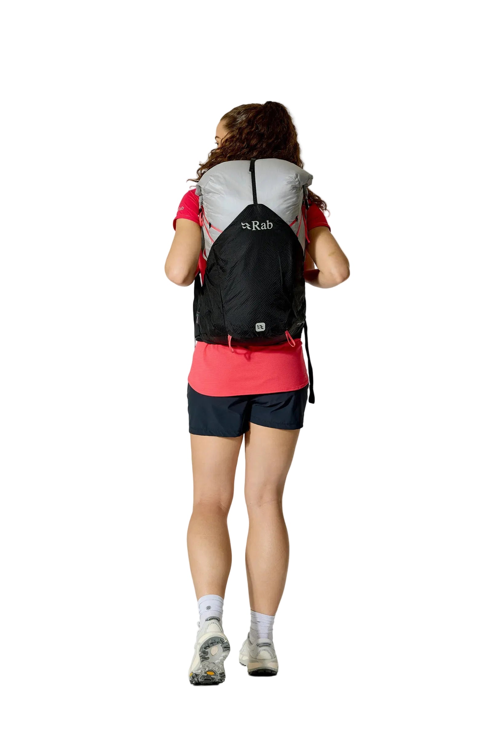 Rab Women's Syclon XP ND 28L Waterproof Pack in Black/Dark Pewter - Back View On Model 2