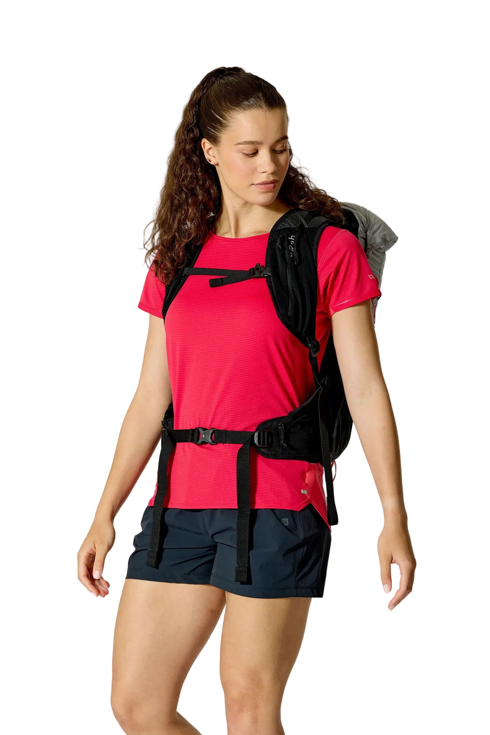 Rab Women's Syclon XP ND 28L Waterproof Pack in Black/Dark Pewter - Front View On Model