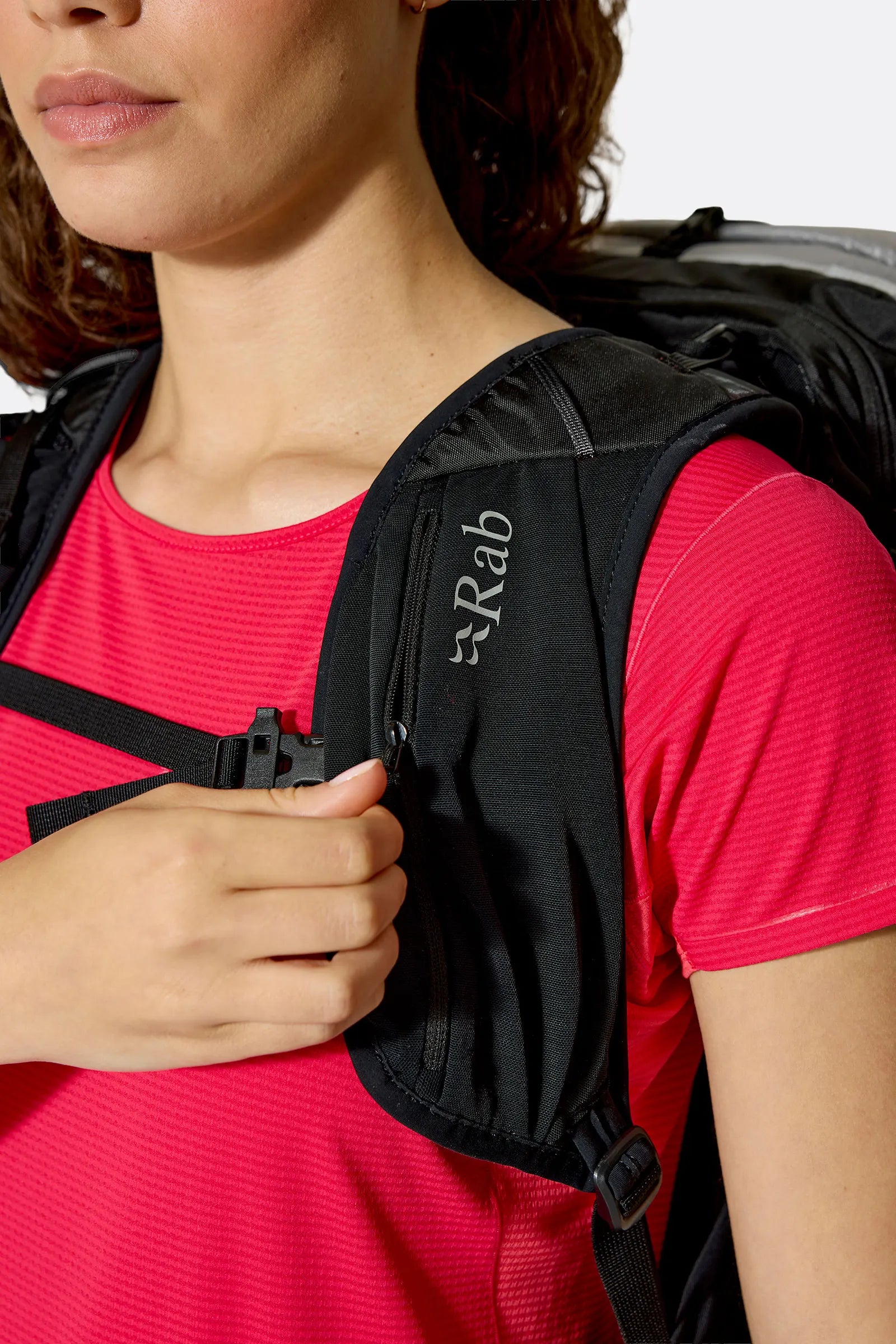 Rab Women's Syclon XP ND 28L Waterproof Pack in Black/Dark Pewter - Shoulder Strap Detail