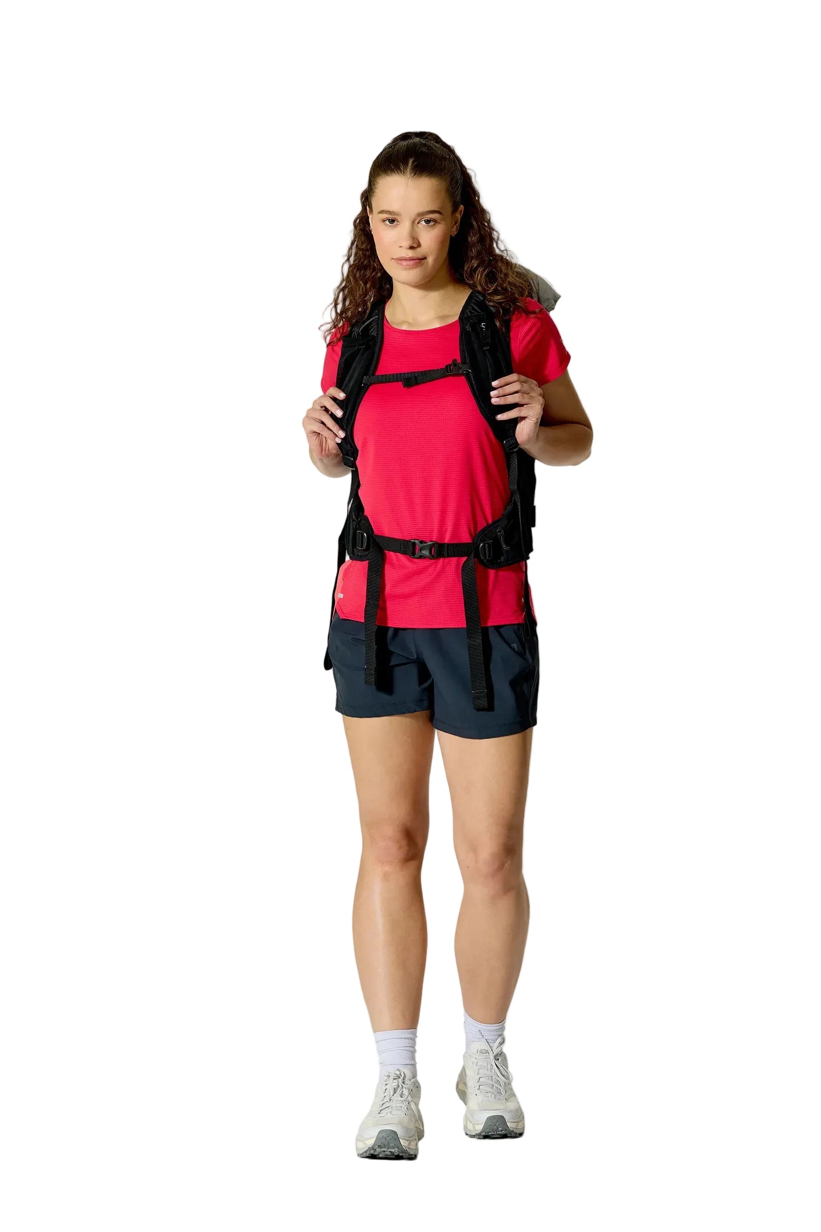 Rab Women's Syclon XP ND 28L Waterproof Pack in Black/Dark Pewter - Three Quarter View On Model