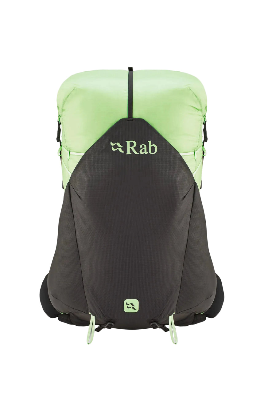 Rab Women's Syclon XP ND 38L Waterproof Pack in Black/Dark Fig Green - Back Standalone