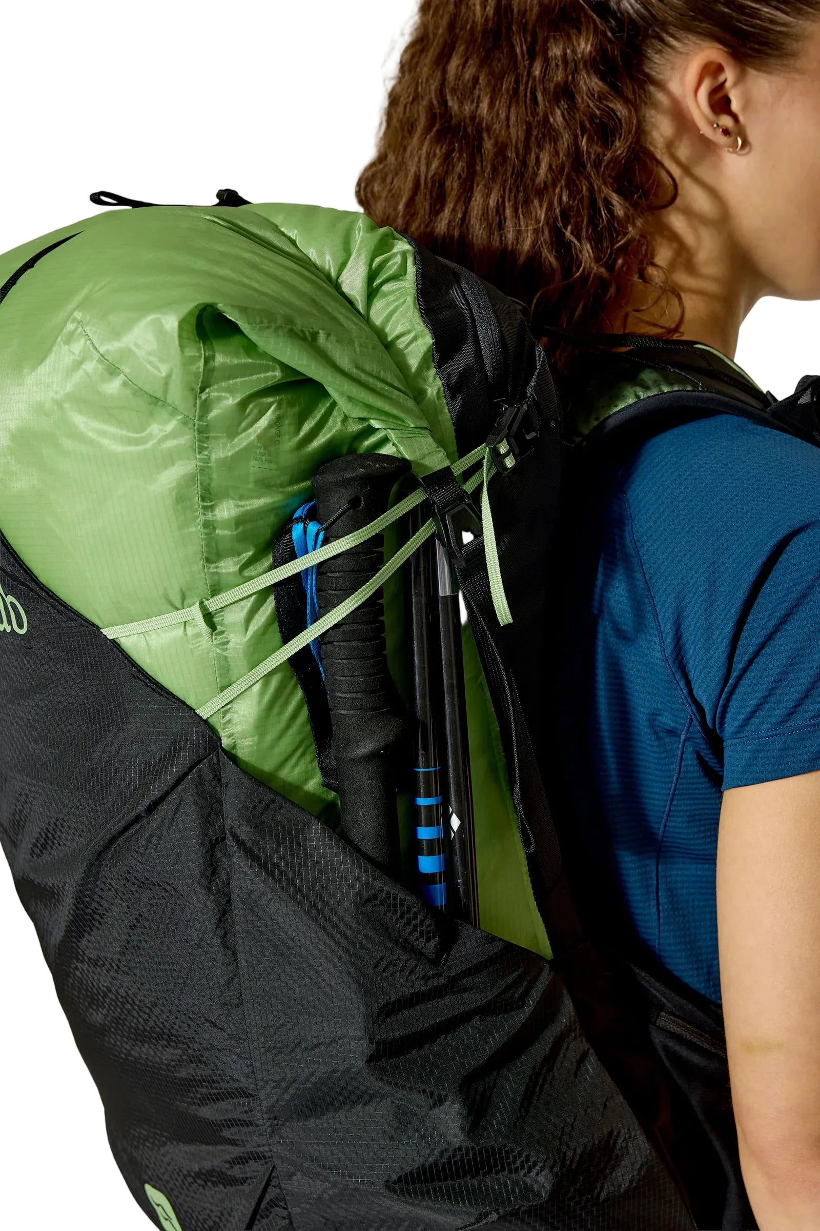 Rab Women's Syclon XP ND 38L Waterproof Pack in Black/Dark Fig Green - Side Detail
