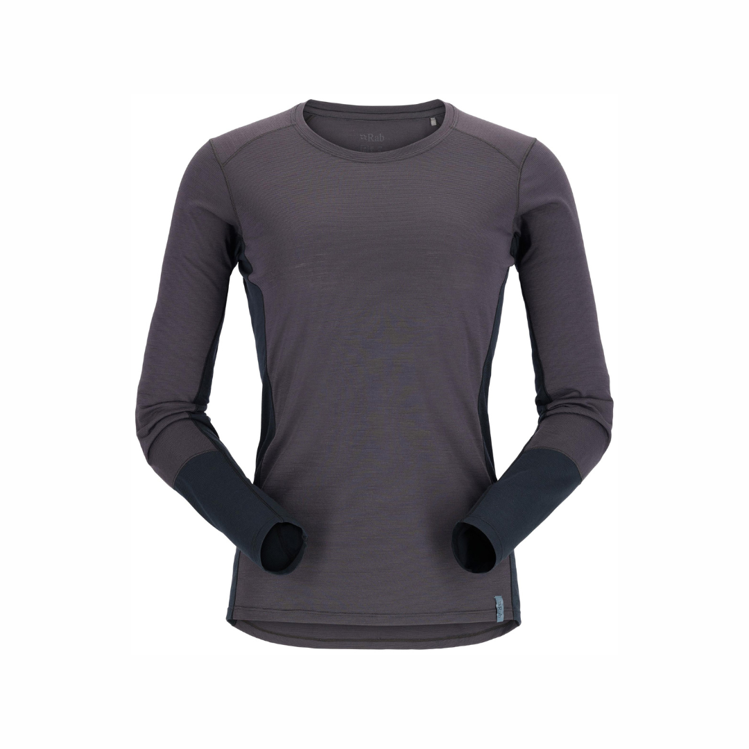 Rab Women's Syncrino Base LS Tee in Graphene - front