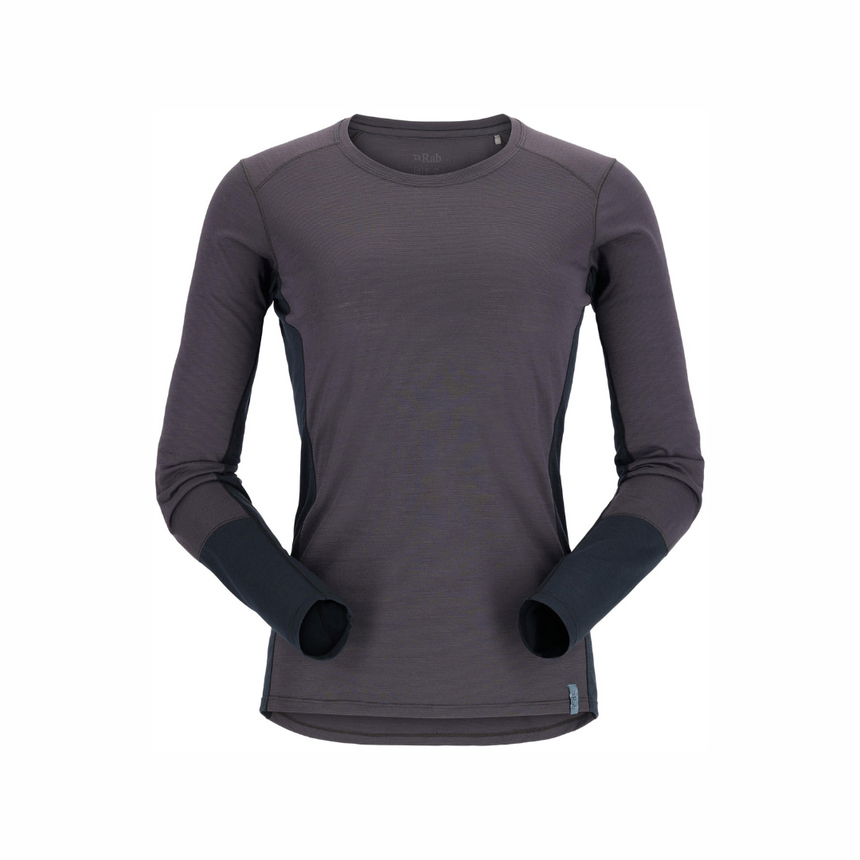 Rab Women's Syncrino Base LS Tee in Graphene - front