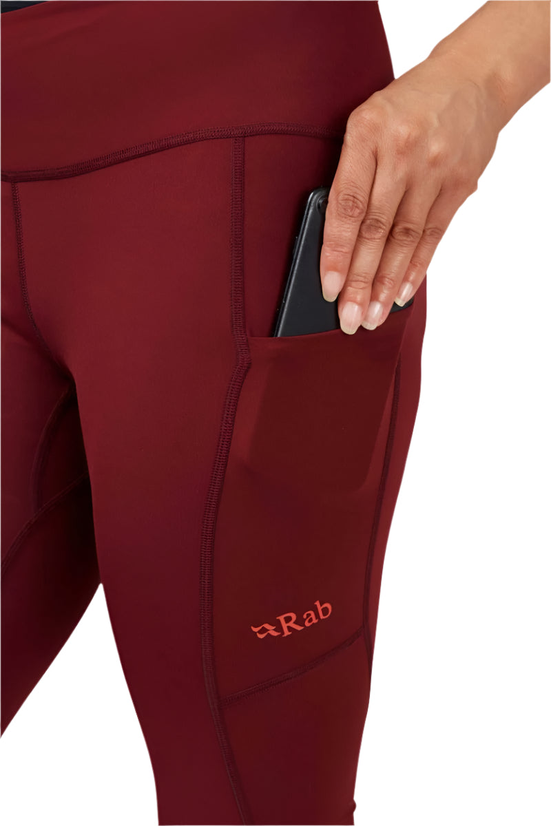 Rab Women's Talus 3/4 Tights in Deep Heather - thigh pocket detail