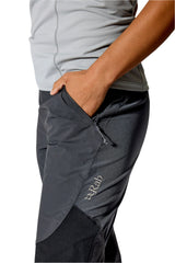 Rab Women's Torque Pants in Black - Reinforcement Panel Detail