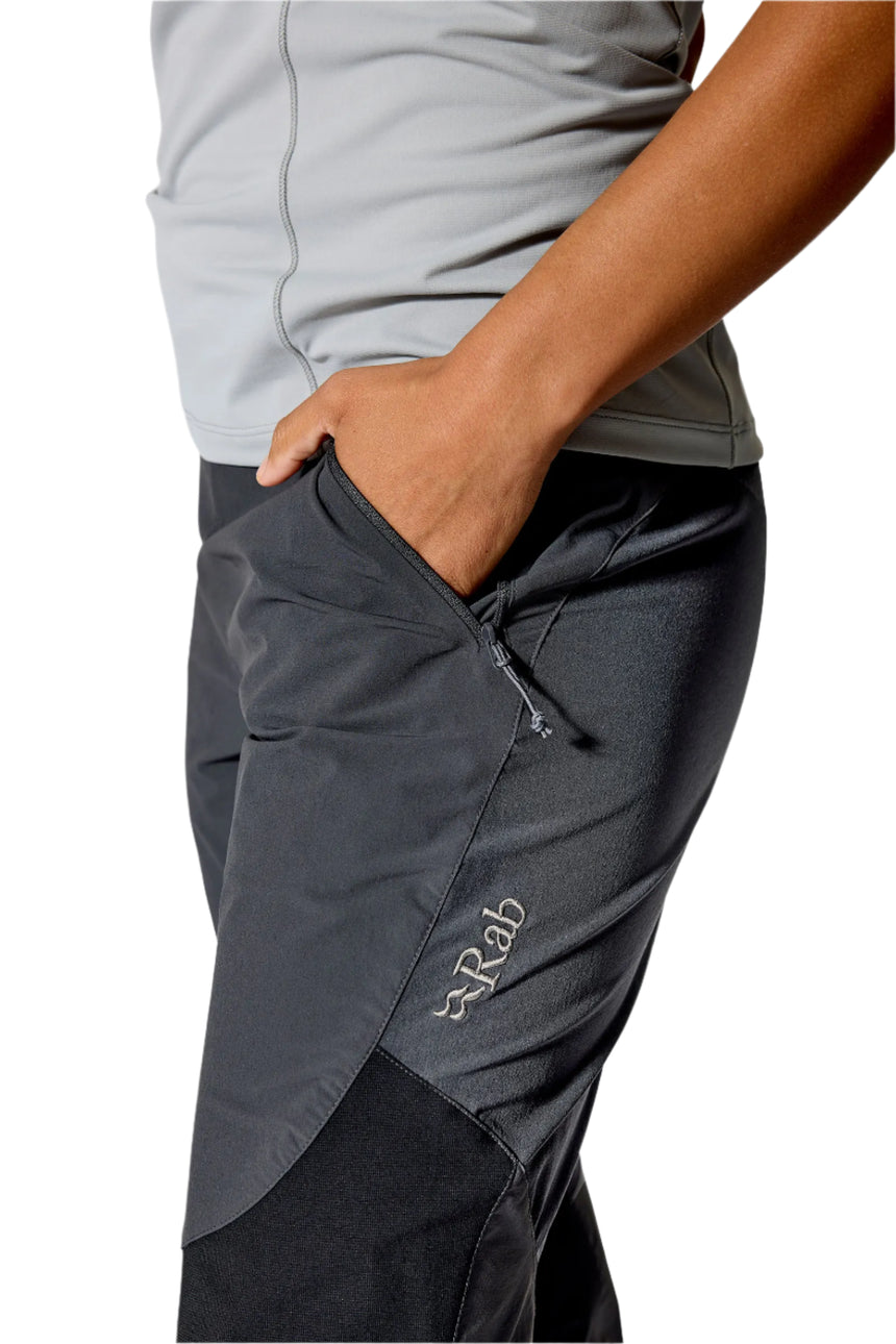 Rab Women's Torque Pants in Black - Reinforcement Panel Detail