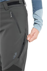 Rab Women's Torque Winter Pants in Black - thigh zip pocket detail