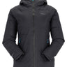 Rab Women's Valiance Waterproof Down Jacket in Black/Aquamarine - front