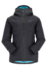 Rab Women's Valiance Waterproof Down Jacket in Black/Aquamarine - front