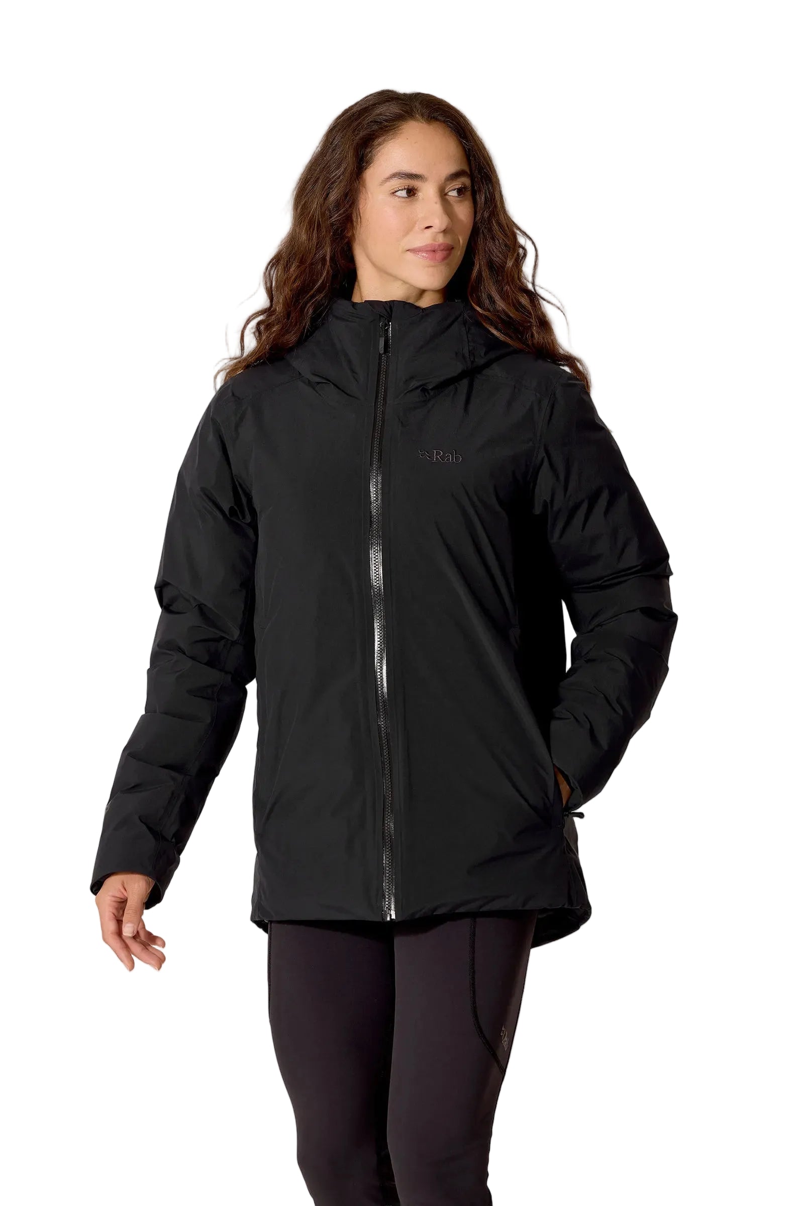 Rab Women's Valiance Waterproof Down Jacket in Black - worn
