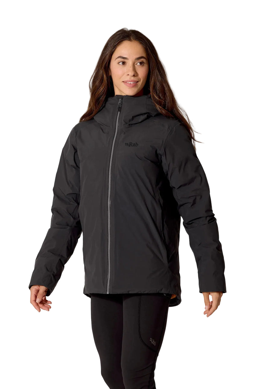 Rab Women's Valiance Waterproof Down Jacket in Black - worn