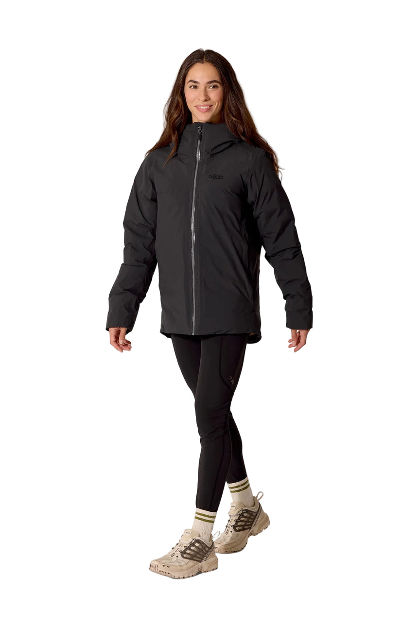 Rab Women's Valiance Waterproof Down Jacket in Black - worn