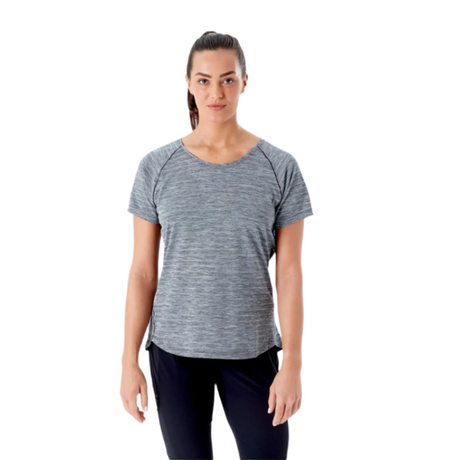 Rab Women's Wisp Tee Sample in Ebony Marl - worn
