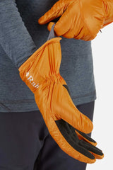 Rab Xenon Glove in Marmalade (Reference) - Cuff Detail, Worn