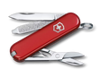Red Swiss Army knife with open tools on a white background