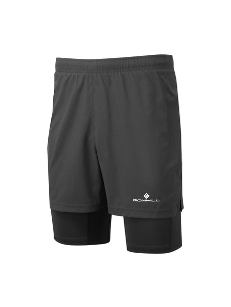 Ronhill Men's Core 5" Twin Short in All Black - front