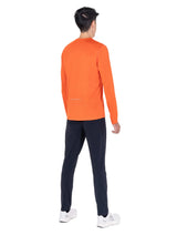Ronhill Men's Core L/S Tee in Ronhill Red - worn, back, three-quarter