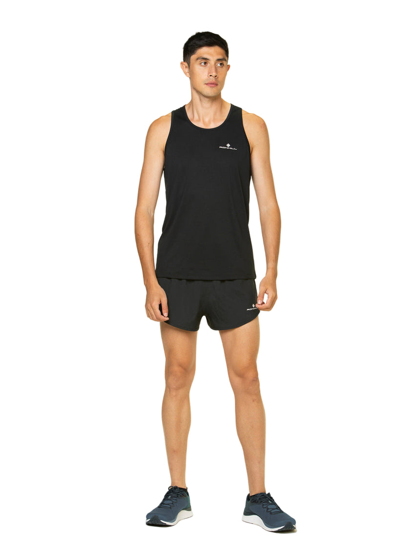 Ronhill Men's Core Racer Short in Black/Bright White - worn, front