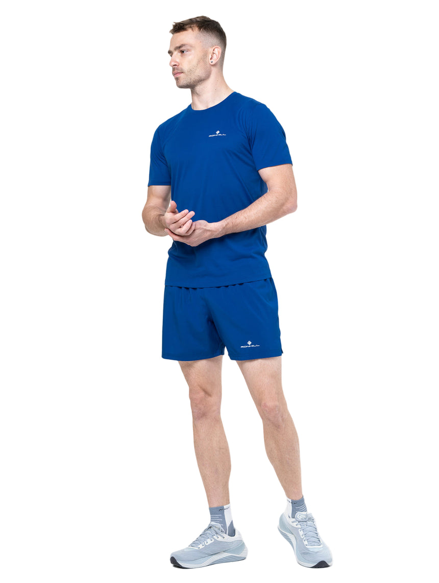 Ronhill Men's Core S/S Tee in Dark Cobalt/Bright White - worn, front
