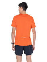Ronhill Men's Core S/S Tee in Ronhill Red - worn, back, close crop